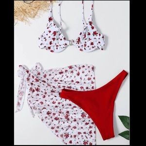 White and red two piece bikini